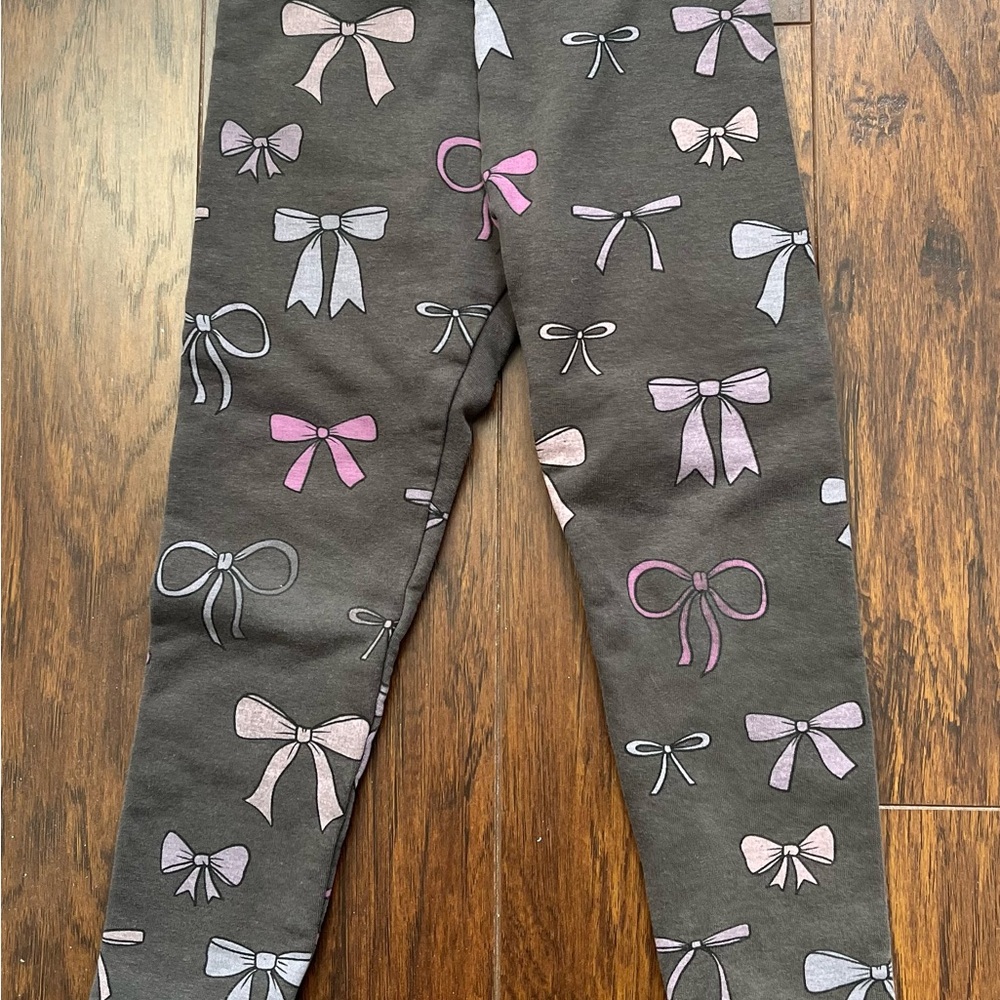 Zara Kids Bow Pattern Leggings - Gray and Pink